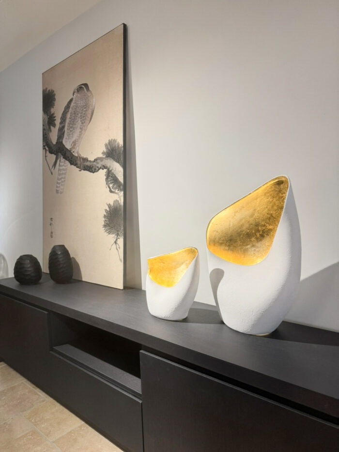 Organische kelk lamp ‘Gold leaf’ met craquelé