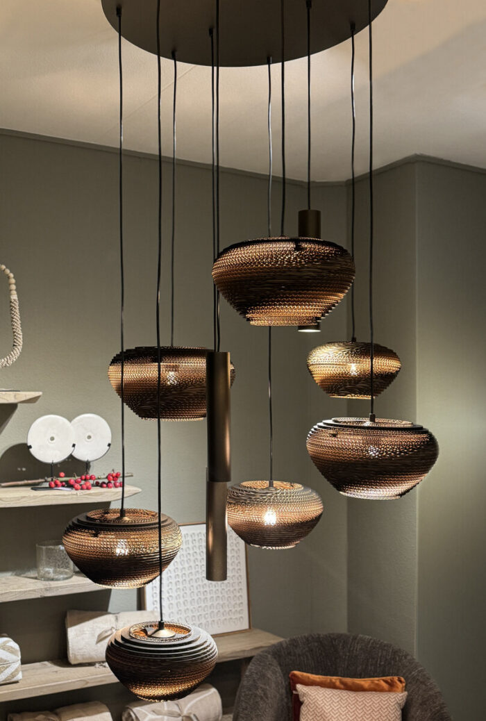 Hanglamp Cartone 10-Lichts Cacao Rond 70cm