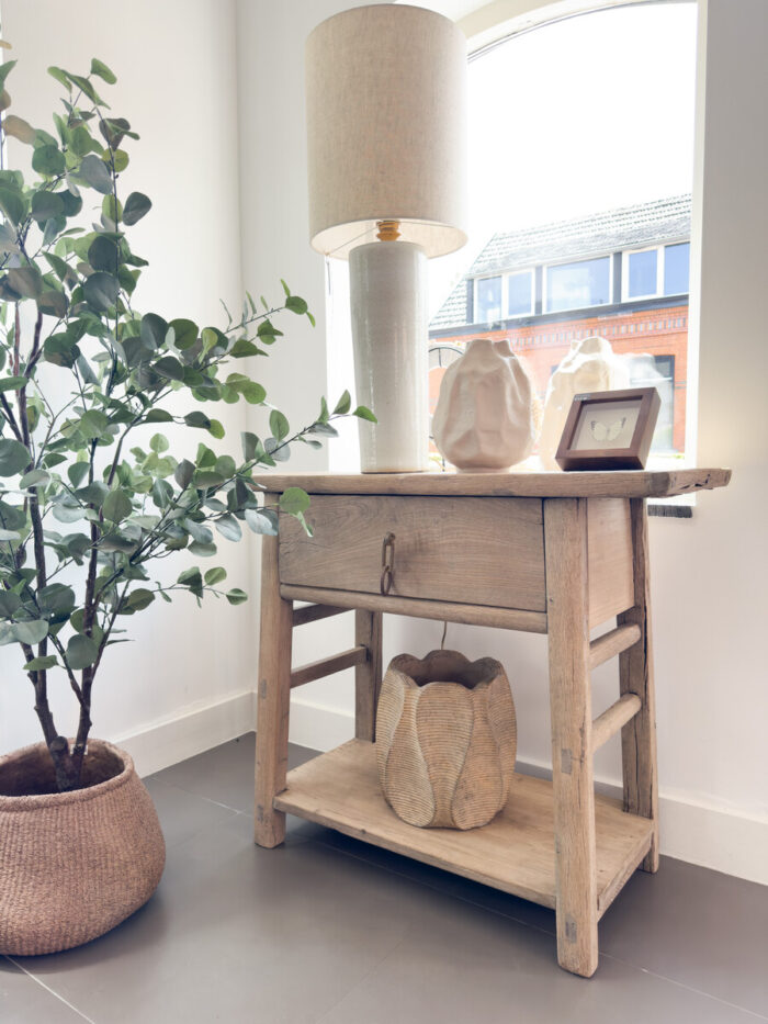 Wandtafel Olmenhout Met 1 Lade En 1 Legplank