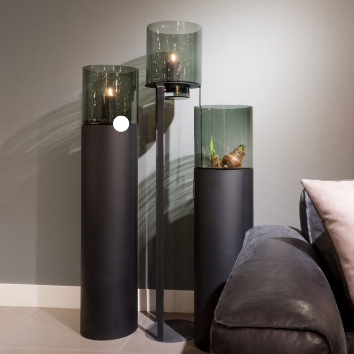 Hurricane Floor Stands Solid Matt Black & Smoke Glass