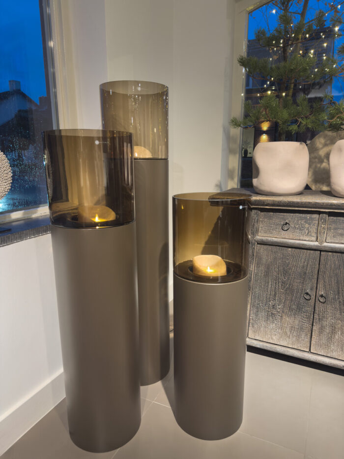 Hurricane Floor Stands Solid Metallic Brown & Topaz Glass