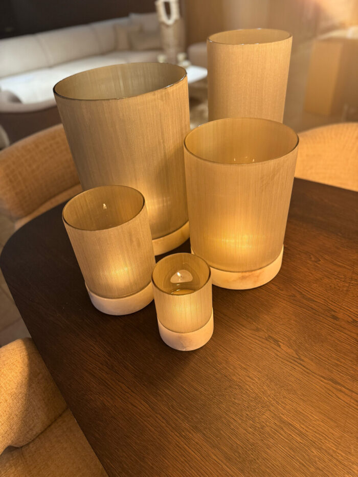 Hurricane Ribbel Glas En Marmer Voet